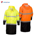 2017 Durable Atmungsaktive Wasserdichte HI VIS Lange Regenmantel Winddicht Arbeit Reflektierende Jacke Reißverschluss vorne Mit Sturmklappe Verschluss